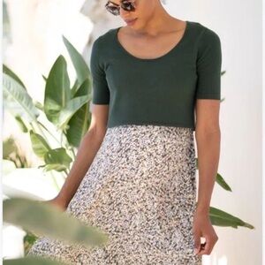 Seraphine Green Floral Knitted Top Maternity and Nursing Dress